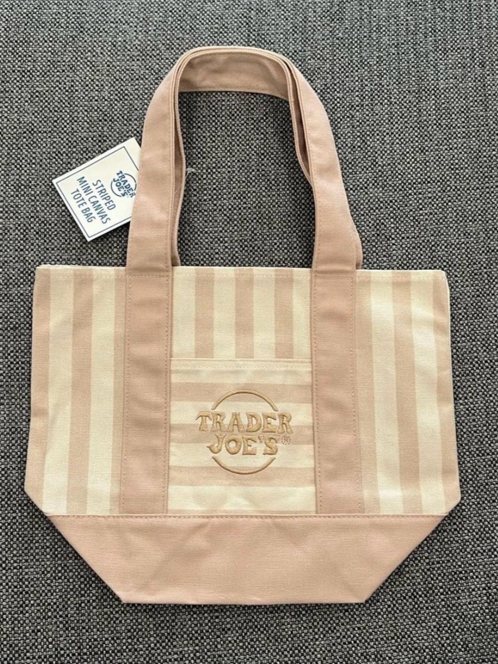 Trader Joe’s Striped Canvas Mini Tote Bag NWT